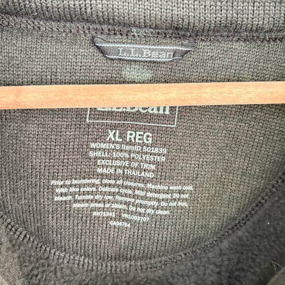 LL Bean Womens 3 in 1 Jacket XL Black L.L. Bean Hood Sweater Fleece Zip Coat - Picture 8 of 9